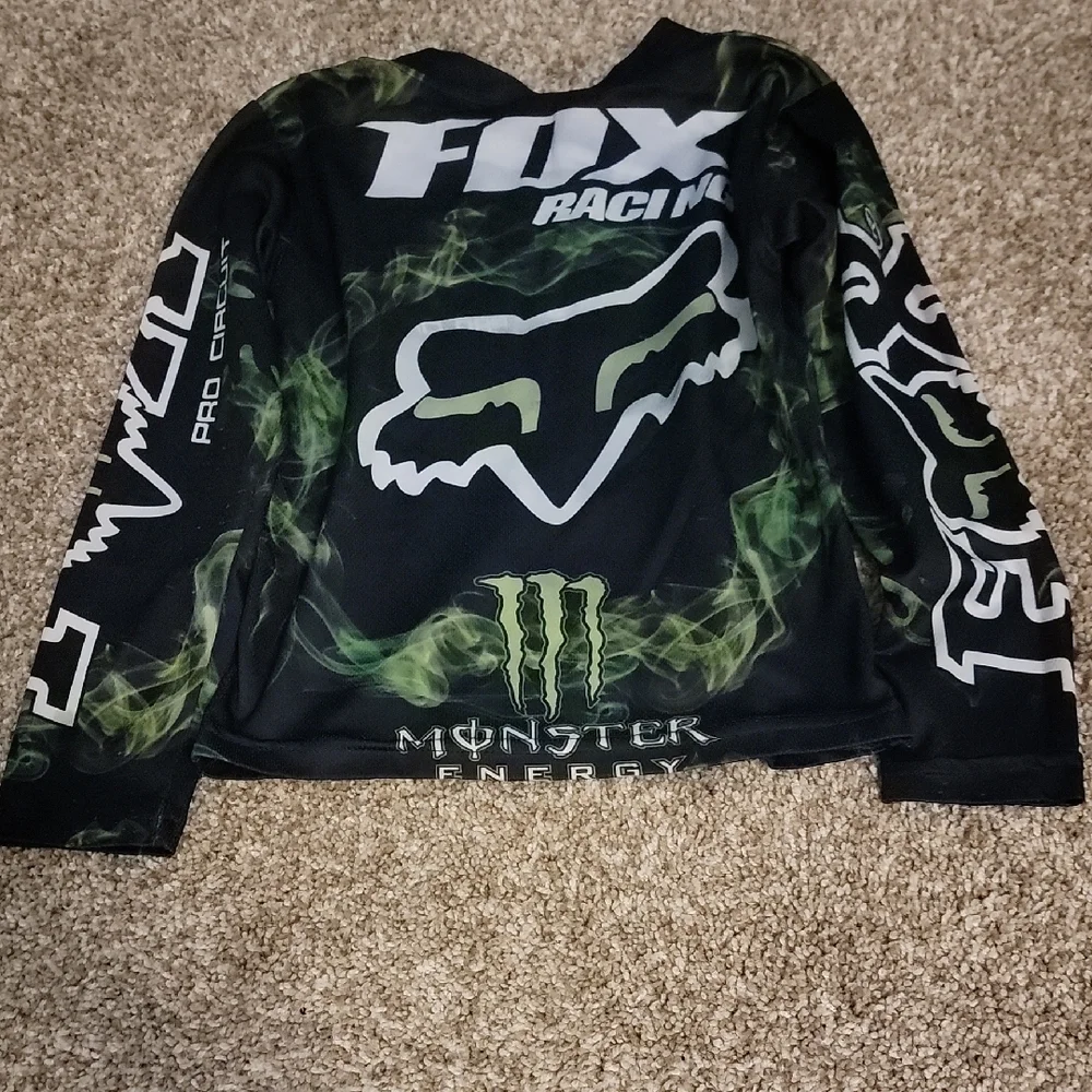 Fox Kids Black and Green Racing Long Sleeve Tee - Picture 3 of 3